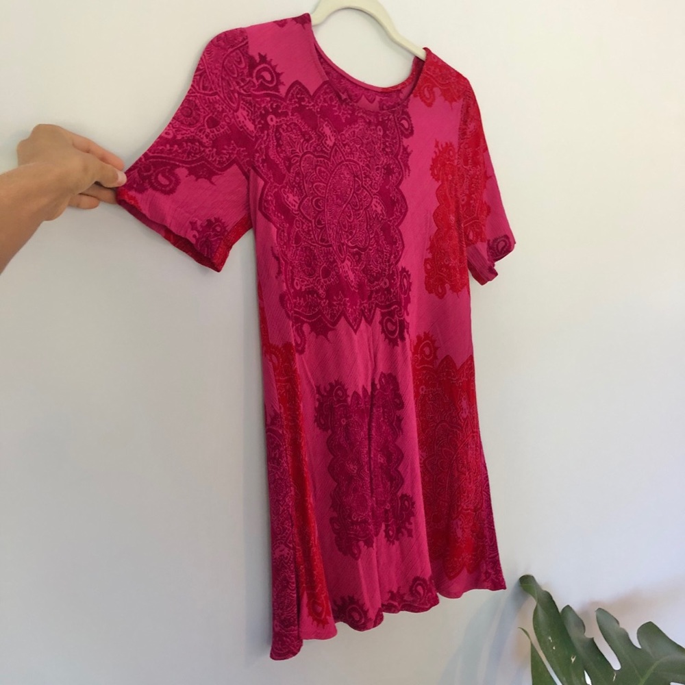 Vintage Fuschia Block Printed Tunic